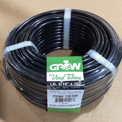 Grow1 Black Vinyl Tubing 3/16”ID 100’