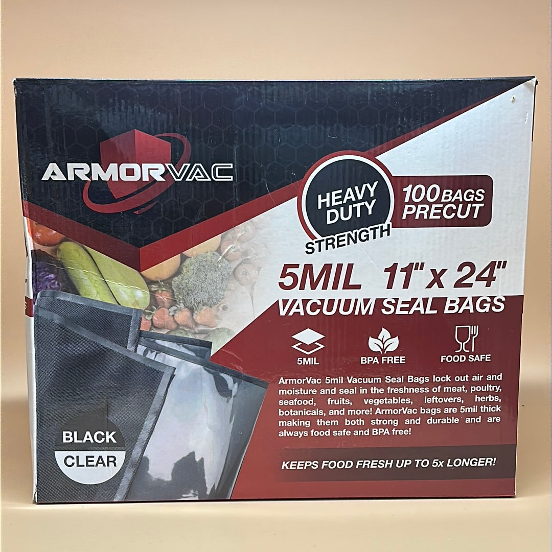 DL ArmorVac 11x24 5mil Precut Vacuum Seal Bags All Clear 100 Pack